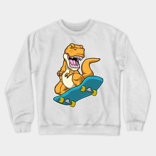 Dinosaur as Skater with Skateboard Crewneck Sweatshirt